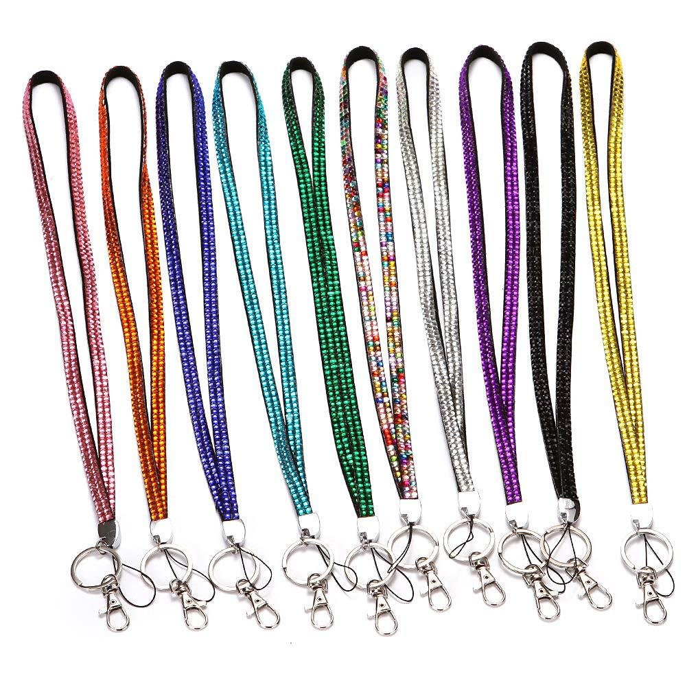 Hot Sale Colorful Glitter Bling Rhinestone Lanyard Shiny Crystal Diamond Keychain Holder Strap Custom Beaded Lanyard