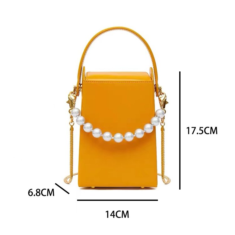 Paparazzi PA0379 Fashion Trendy Small Pu Leather Chain Strap Cell Phone Crossbody Bag With Pearl Chain