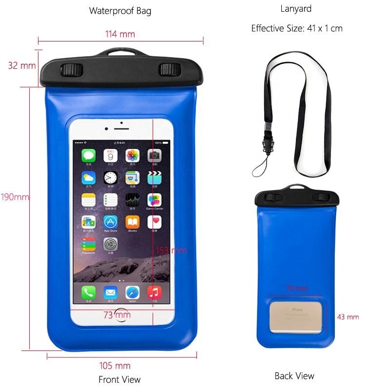 Water Proof Smartphone Neck Buoyancy Floating Clear Waterproof Mobile Phone Bag Case Touch Pouches For Swim Rafting Skiing