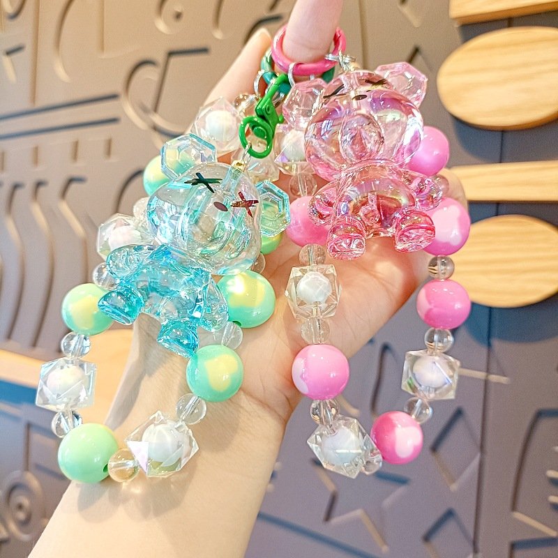 Lilangda Fantasy Violent Bear Bead Keychain Creative Cartoon Doll Valentine's Day Gift Trendy Car Key Decoration Phone Strap
