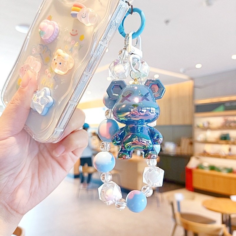 Lilangda Fantasy Violent Bear Bead Keychain Creative Cartoon Doll Valentine's Day Gift Trendy Car Key Decoration Phone Strap