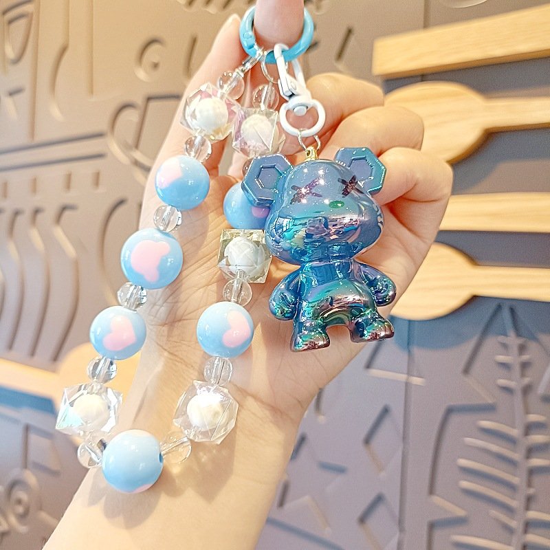 Lilangda Fantasy Violent Bear Bead Keychain Creative Cartoon Doll Valentine's Day Gift Trendy Car Key Decoration Phone Strap