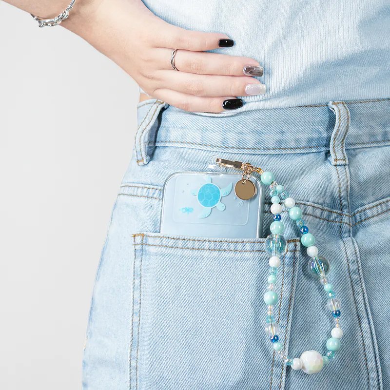 New beaded wrist rope for good luck crystal colored beads mobile phone chain beaded short wrist rope anti-lost and anti-fall