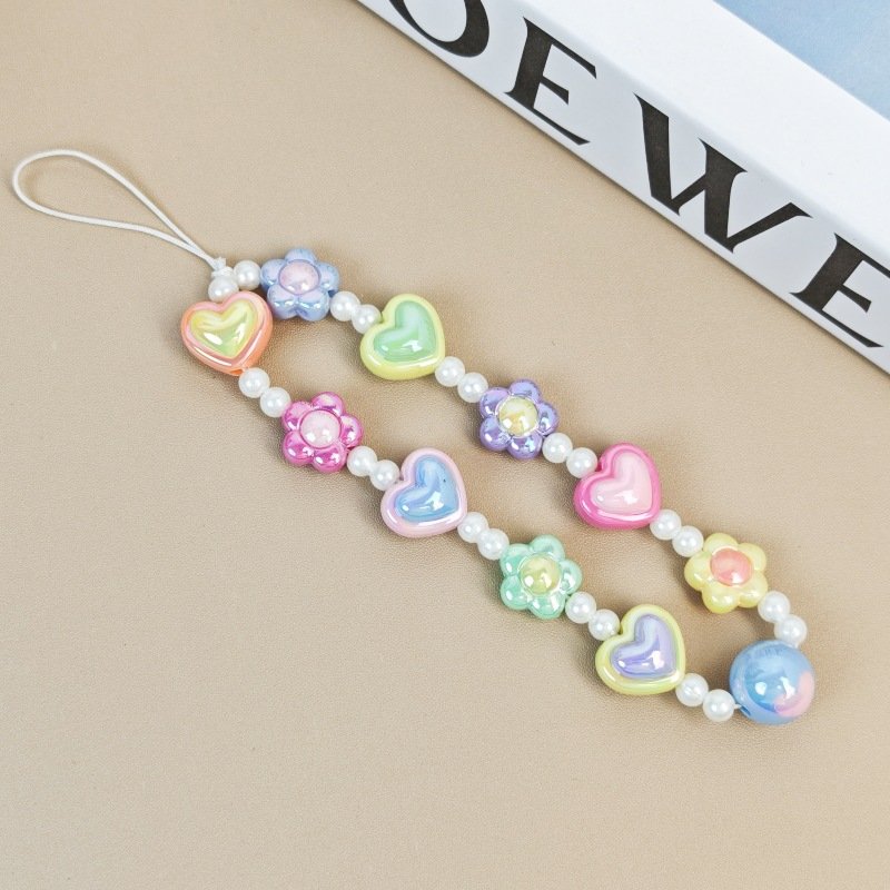 Acrylic Love Diy Handmade Beaded Mobile Phone Chain Short Anti-fall Mobile Phone Rope Chain