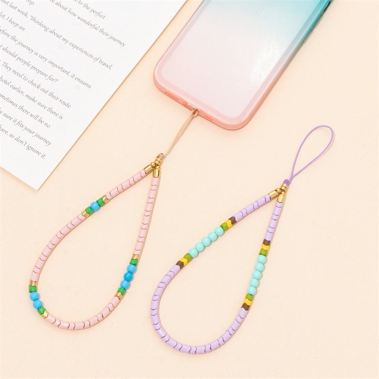 Wholesale Custom Tile Beads Wristlet Phone Straps Charms Mobile Phone Chain Handmade DIY Anti lost Phone Cords