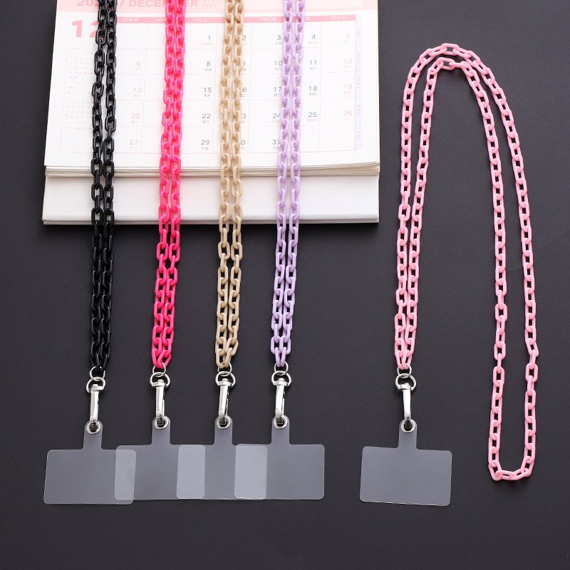 Universal Crossbody Cell Phone Neck Lanyards Acrylic Chain Mobile Phone Straps with Tether Patches