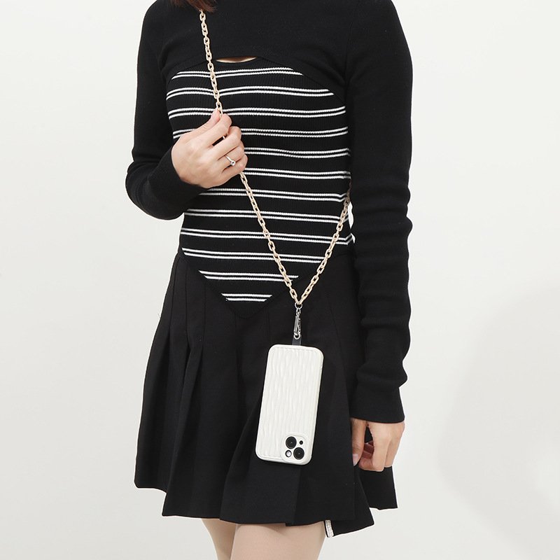 Universal Crossbody Cell Phone Neck Lanyards Acrylic Chain Mobile Phone Straps with Tether Patches