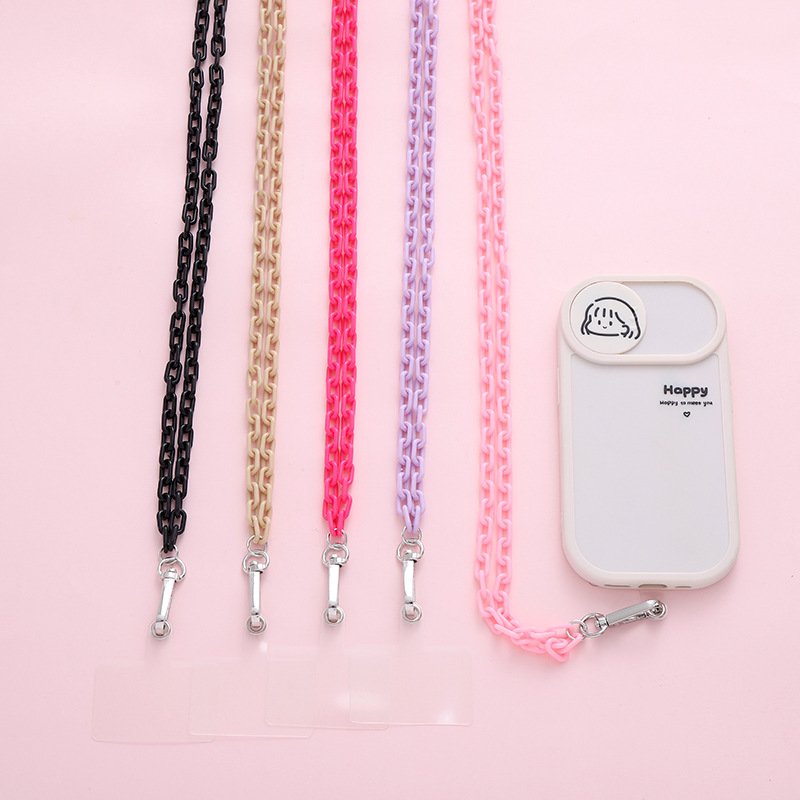 Universal Crossbody Cell Phone Neck Lanyards Acrylic Chain Mobile Phone Straps with Tether Patches