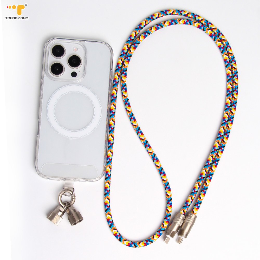 Universal Embroidered Polyester Mobile Phone Lanyard Necklace Strap with Charging Cable Security Chain