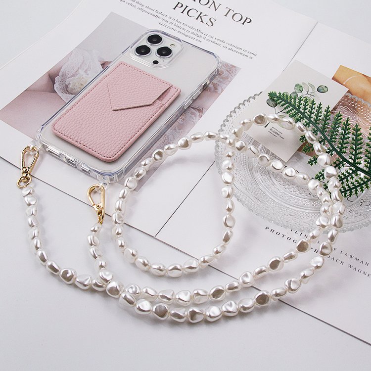 DIY Luxury Pearl Chain Bracelet Cross body Strap Shockproof TPU Acrylic Phone Cover Case for iPhone 14/13/12 PRO MAX