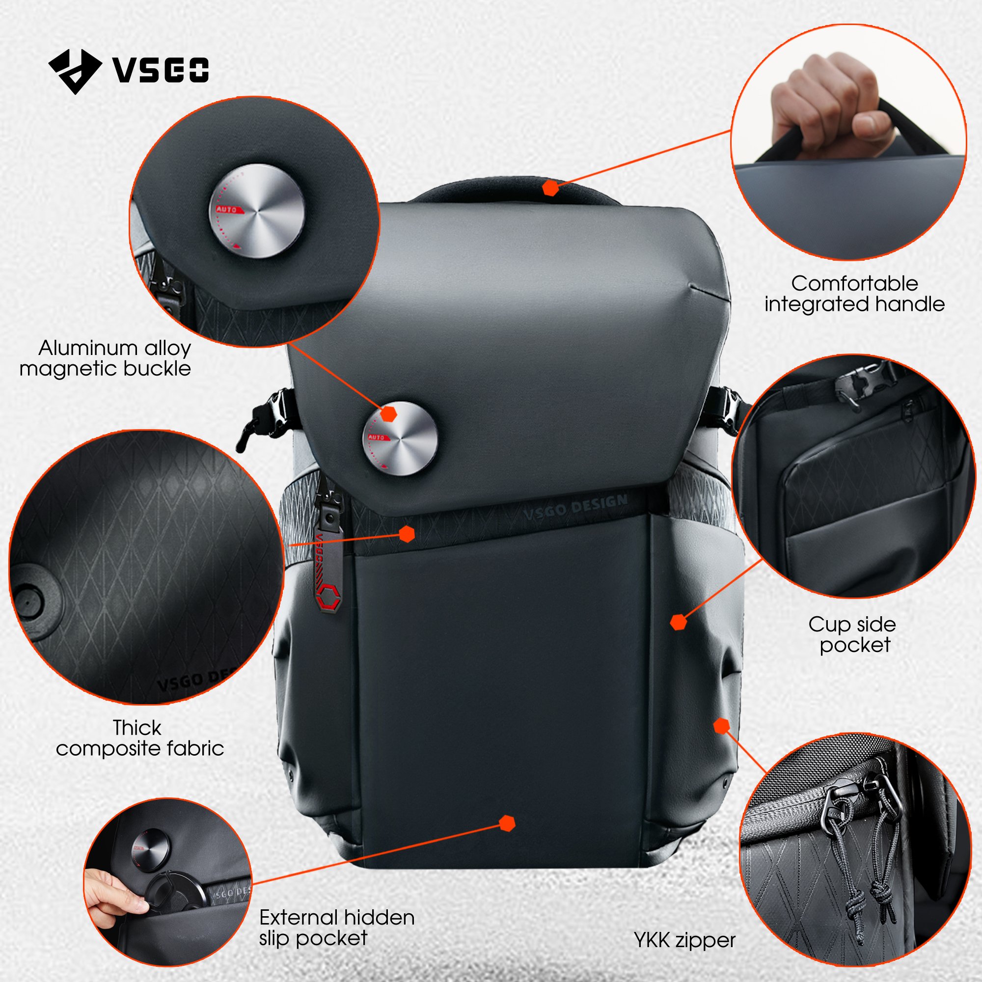 VSGO V-BP02 Black Snipe 16L Waterproof Crossbody Shaped Sling Anti Phone Trolley Photography Digital Gear Video Camera Bags