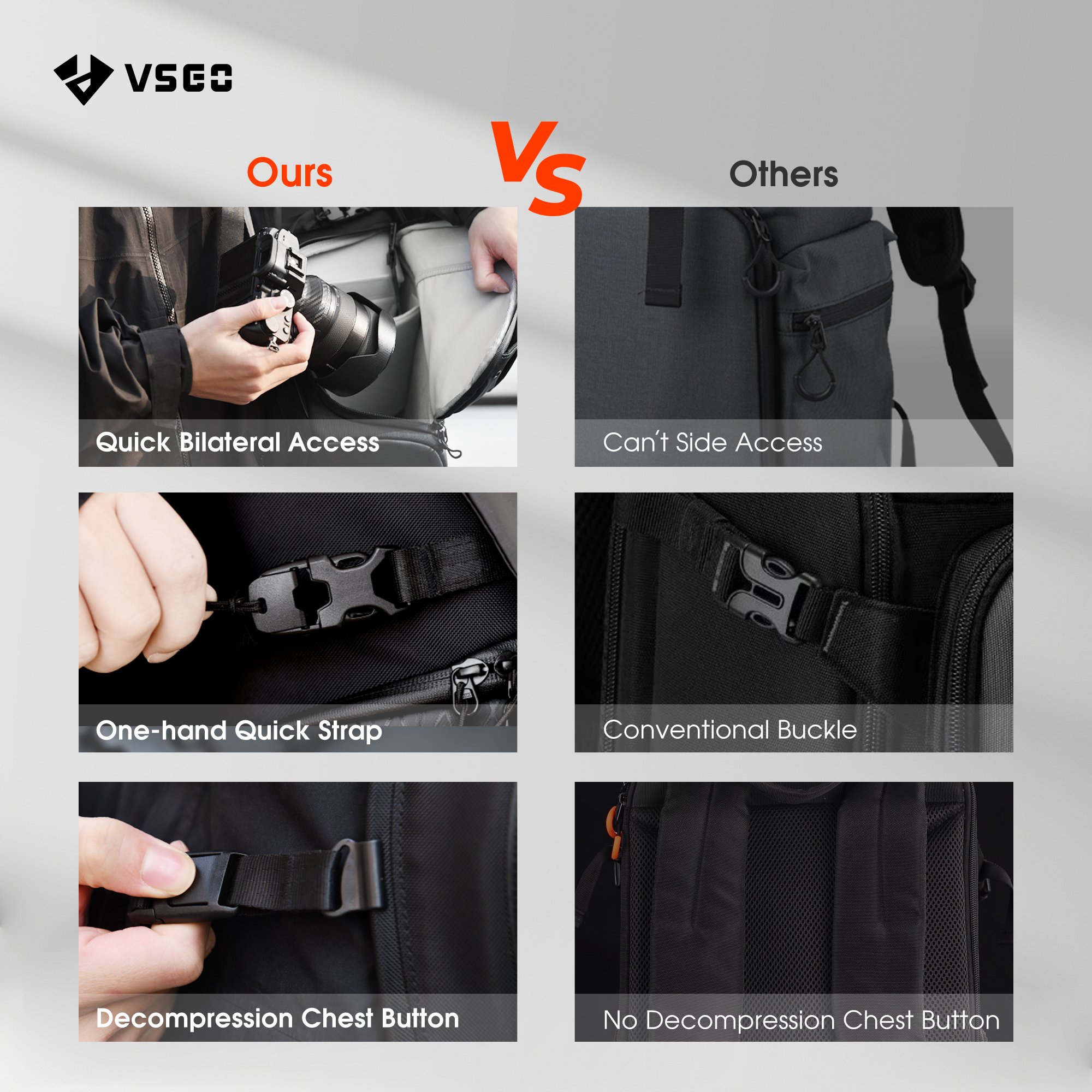 VSGO V-BP02 Black Snipe 16L Waterproof Crossbody Shaped Sling Anti Phone Trolley Photography Digital Gear Video Camera Bags