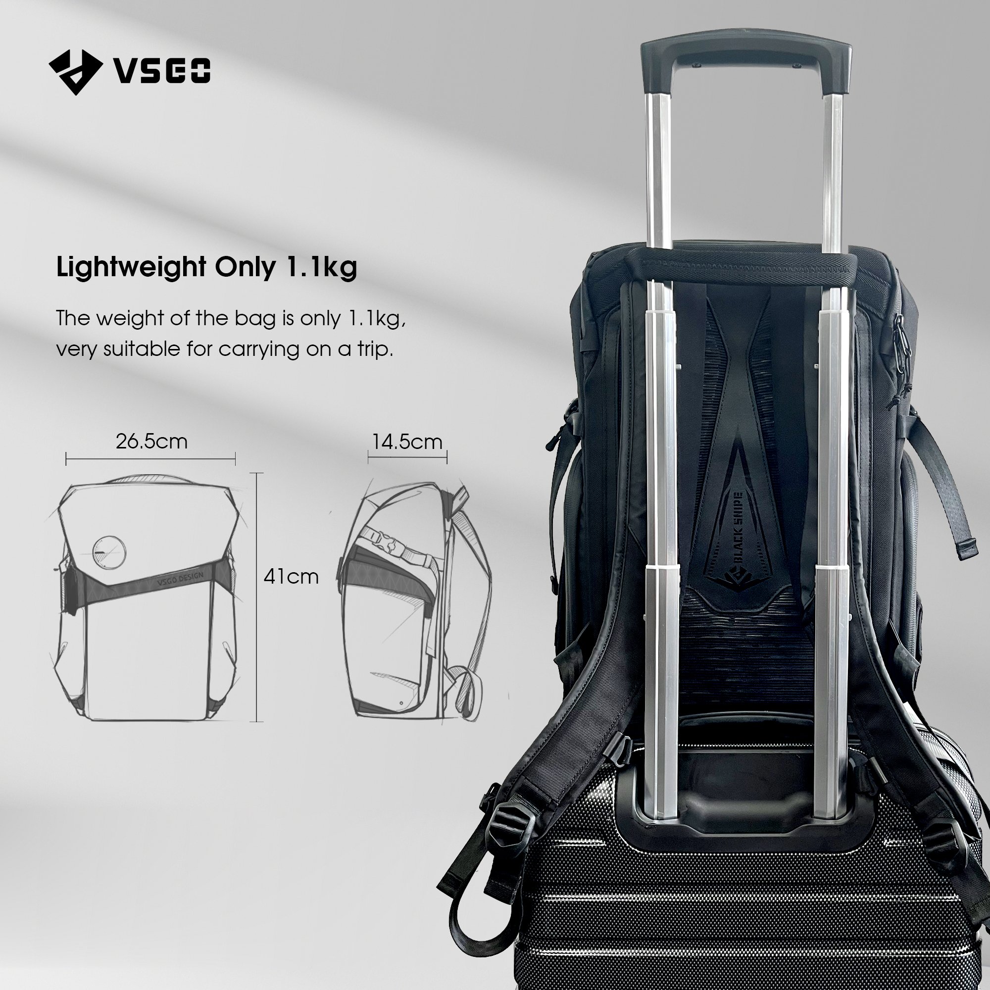 VSGO V-BP02 Black Snipe 16L Waterproof Crossbody Shaped Sling Anti Phone Trolley Photography Digital Gear Video Camera Bags
