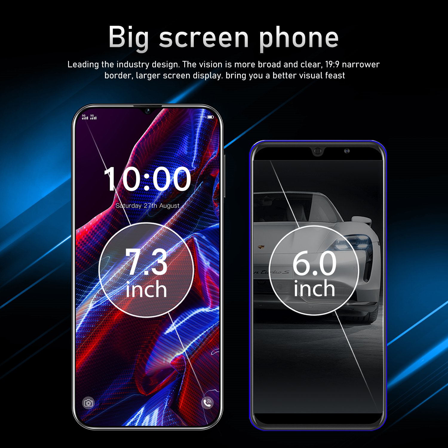 Factory price 5G mobile phone M6 Pro 7.3 inch Display 16GB+1TB Storage Dual SIM gaming Android 13 Smartphone