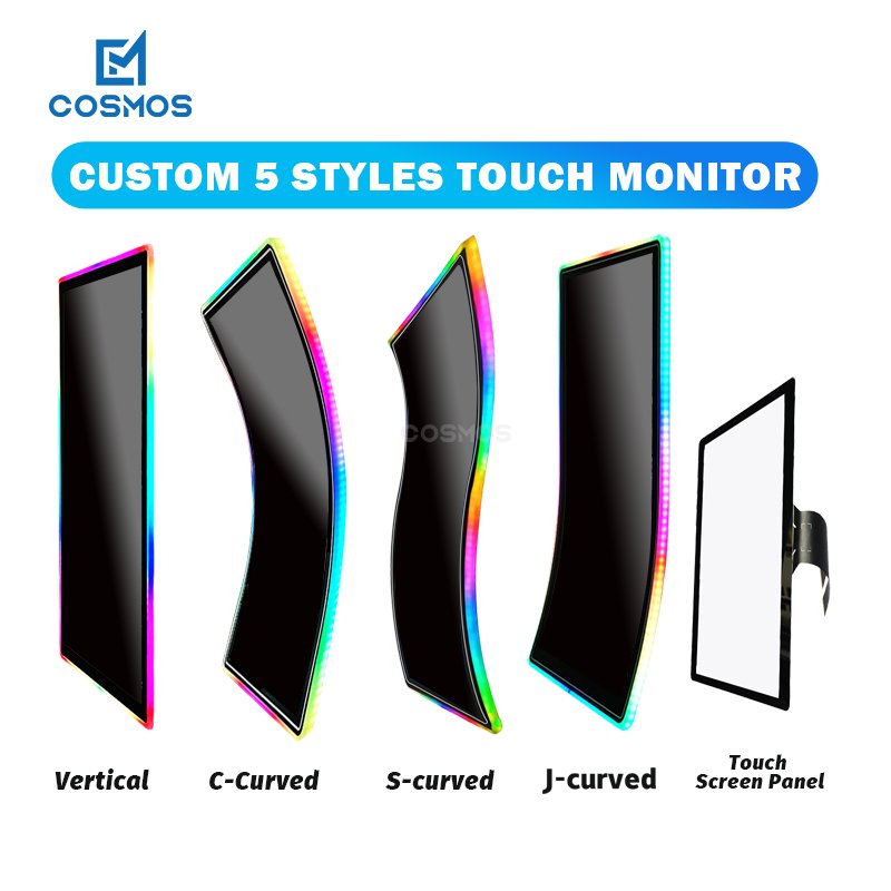 Custom 21 27 32 43 55 Inch Kiosk TouchScreen Display 4k Capacitive Vertical Arcade Game Machine Flat Curved Touch Screen Monitor
