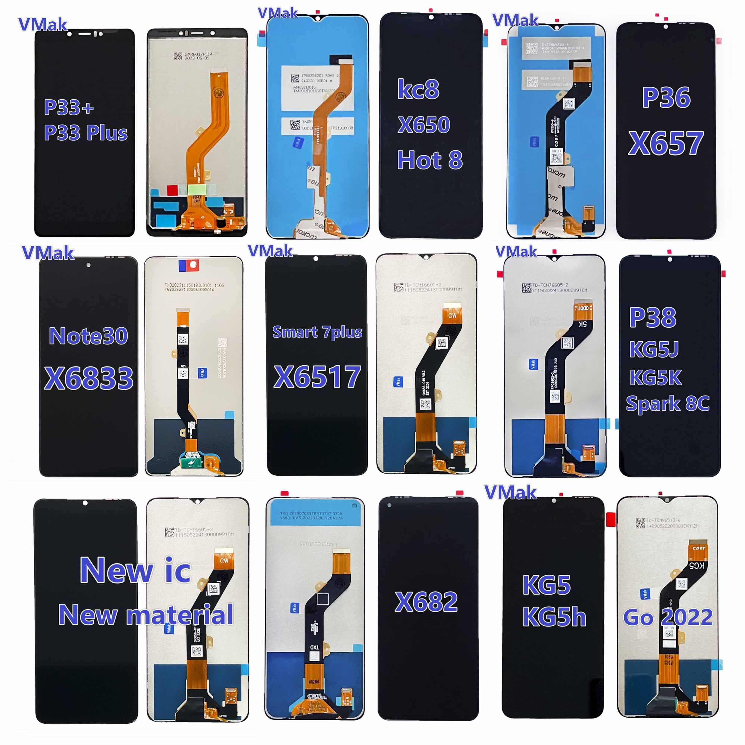 Factory direct sale mobile phone LCD screen for itel P36 screen accessories for Infinix Smart 5 X657 screen display