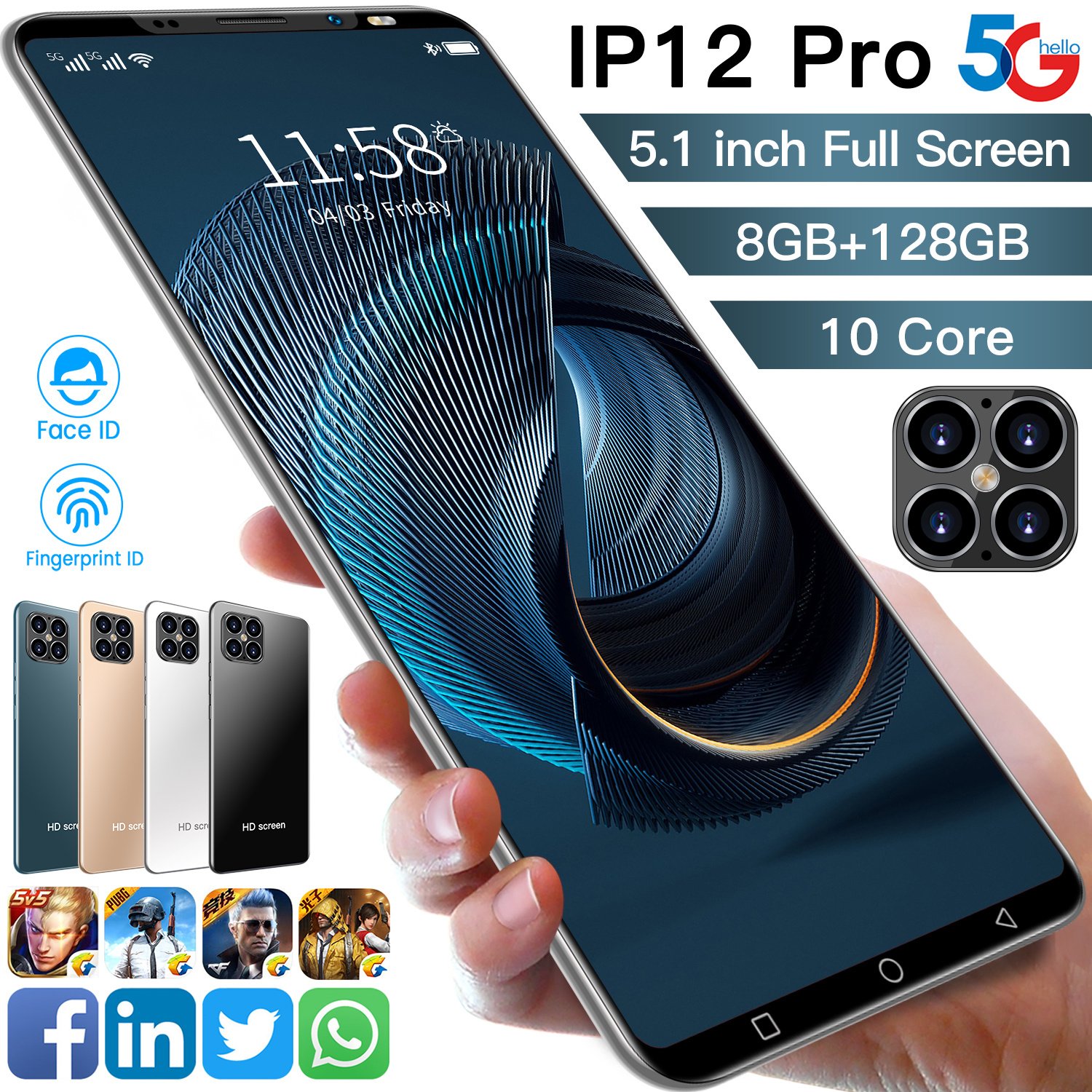 Cellphones OEM Android Smartphones 128GB Dual SIM smart phone Mobile Phones high quality For Apple IP12pro 5.1Inch