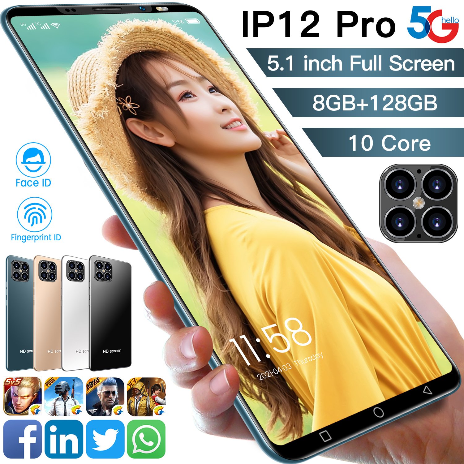 Cellphones OEM Android Smartphones 128GB Dual SIM smart phone Mobile Phones high quality For Apple IP12pro 5.1Inch