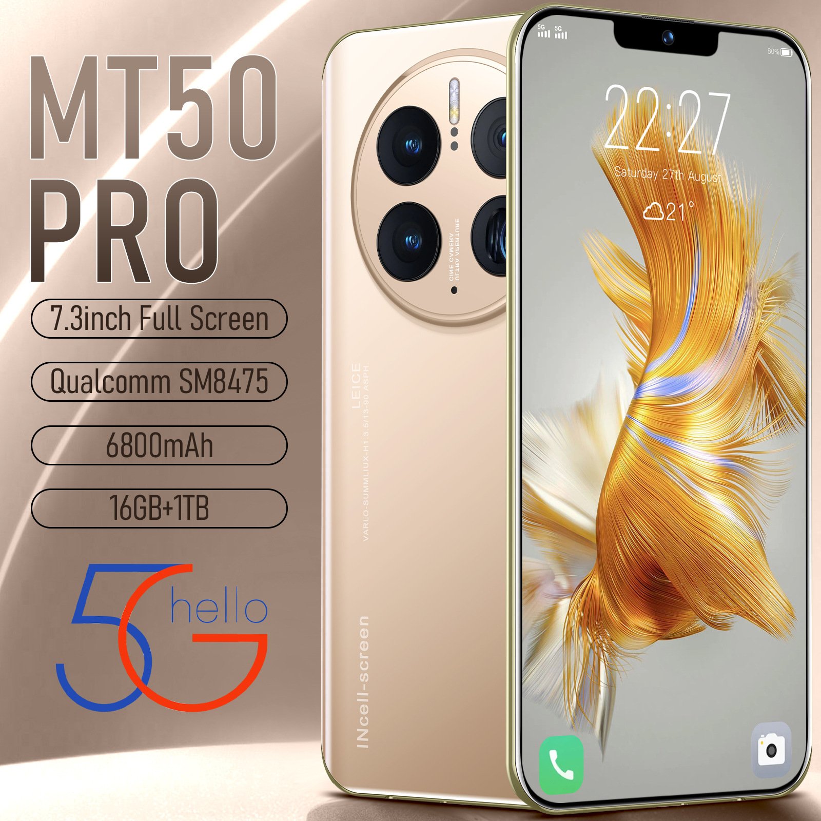 Smartphone MA 50 PRO 7.3-inch large screen smartphone 5 million pixels Android 8.1 (1+8
