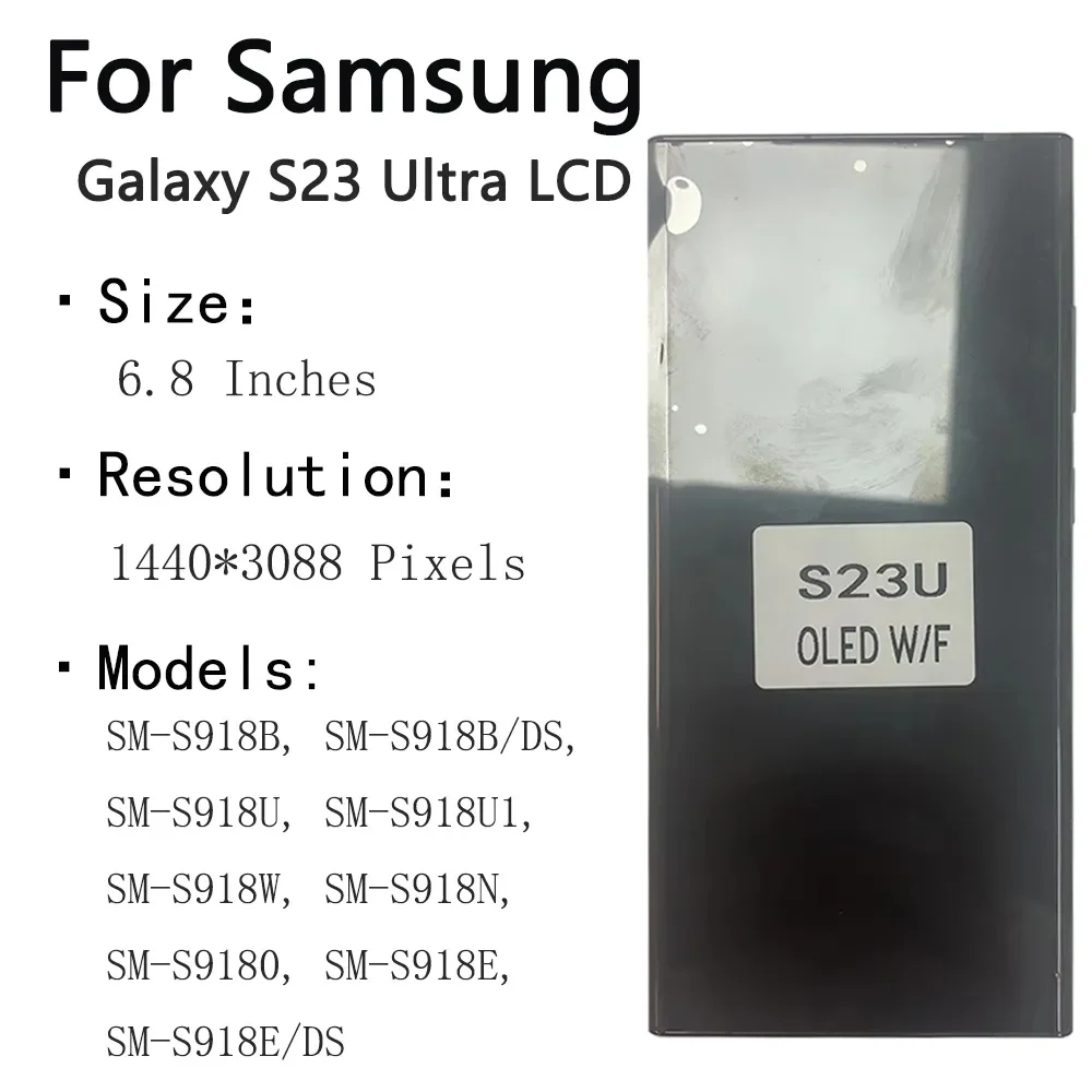 for Samsung Galaxy S23 Ultra 6.78" OLED Tested with Frame Mobile Phone Lcds Display Touch Screen Replacement Wholesale
