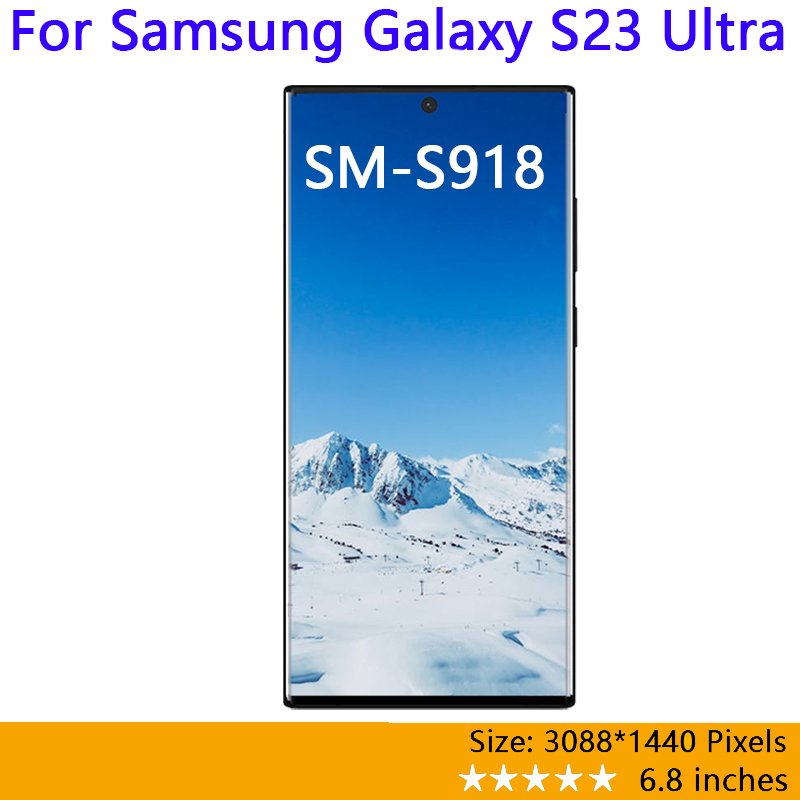 Samsung S23 Ultra Touch Screen Panel Black Mobile Phone Lcds Touch Screen Panel for Galaxy Samsung S23 Ultra with Frame KINGMAX