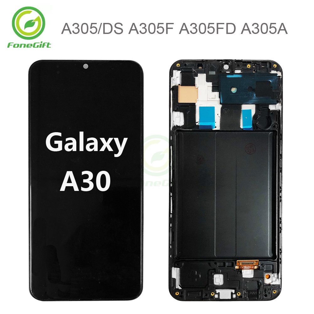 6.4"AMOLED Pantalla LCD For Samsung Galaxy A30 SM-A305 A305G A305F/DS Touch Digitizer For Samsung A30 A305F Display Con Marco