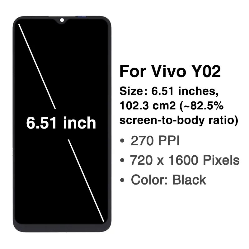 Mobile Phone LCDs for Vivo Y02 Screen Replacement Factory Wholesale Price LCDs para Movile Vivo Y02 Reemplazo de Pantalla