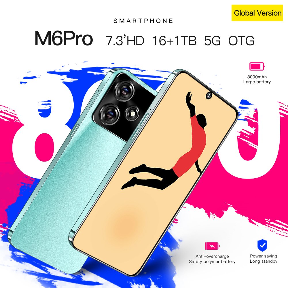 Big Battery 2024 Smartphone 16G 1T Android phone Mobile Phone Cheap Phone Original 5G Smartphone M6 Pro cellphones