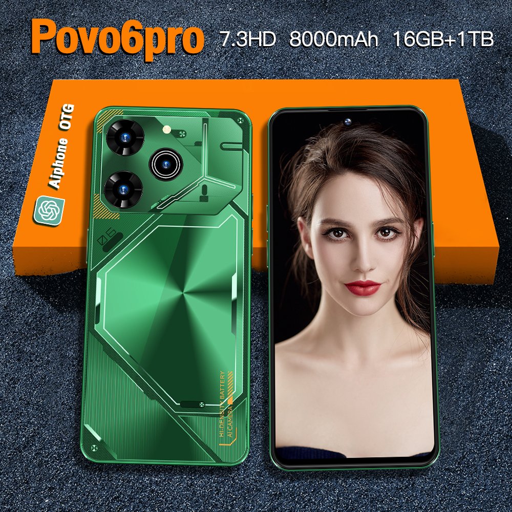 Slimoro Original Cheap Android Phone Mobile Phone Povo 6 Pro 1TB Smartphone Telefon Gaming i15 16 14 Mobil 5G Smartphone Celular