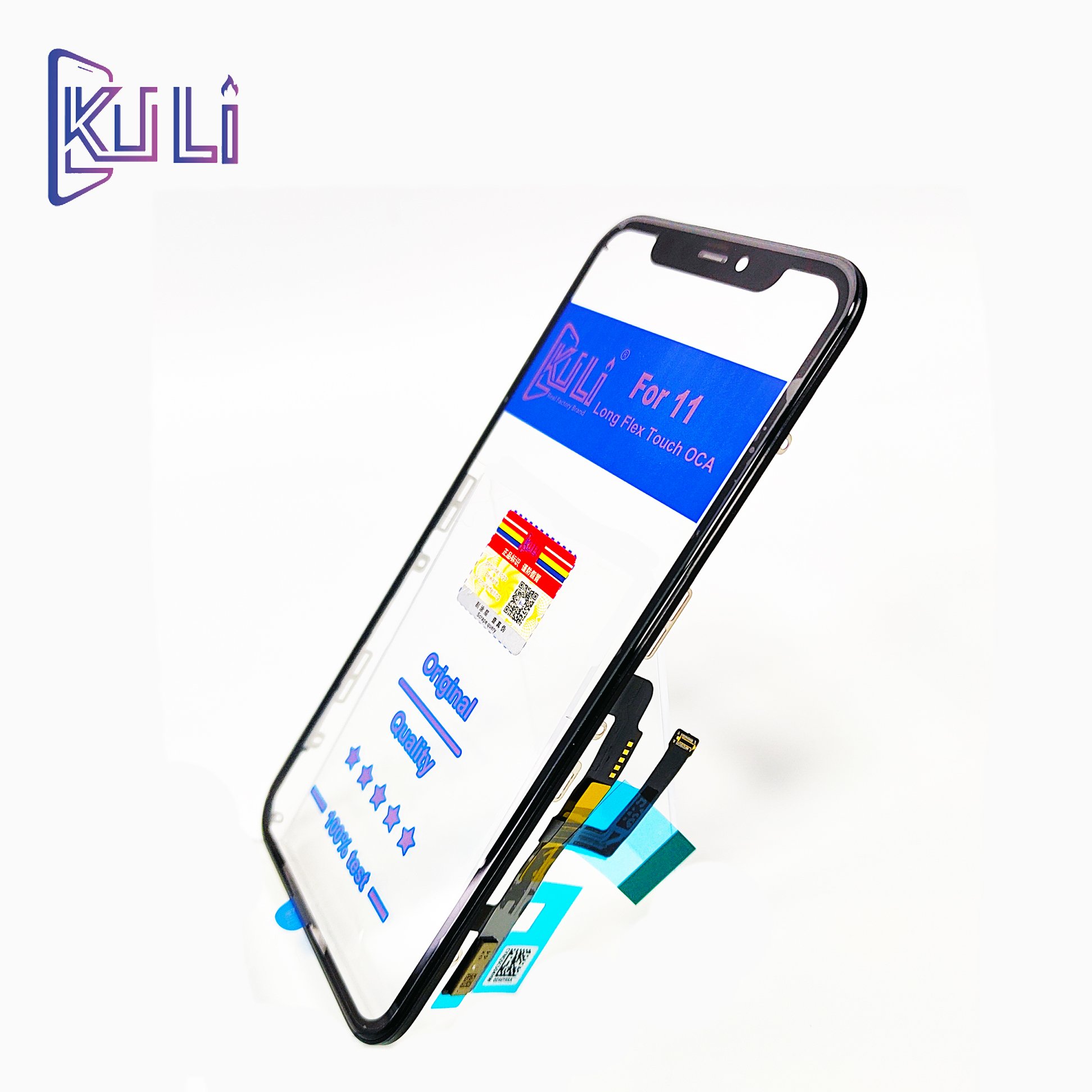 KULI Factory mobile phone LCD digital cover panel front screen replacement display flex long row touch glass OCA for iPhone 11