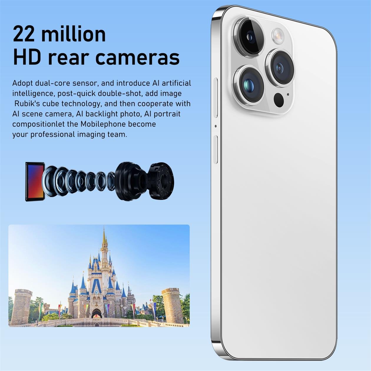 Hot Selling Phone 15 ProMax Smartphone 6.54inch 6GB+128GB 5000mAh Cellphones 13MP+22MP OTG Android Mobile phones
