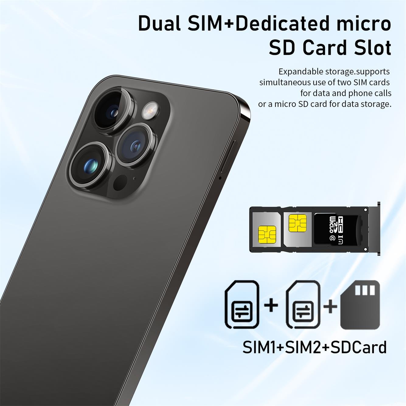 Hot Selling Phone 15 ProMax Smartphone 6.54inch 6GB+128GB 5000mAh Cellphones 13MP+22MP OTG Android Mobile phones