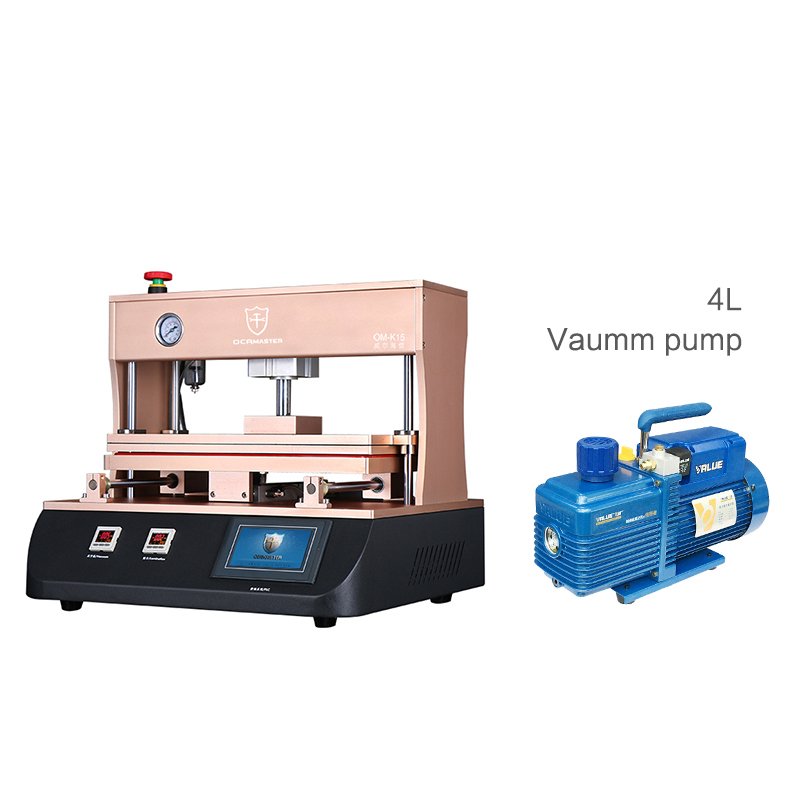 OCAMaster OM-K15 15inch airbag vacuum OCA laminator with 4L Vacuum Pump for LCD/OLED screen repairing and laminating