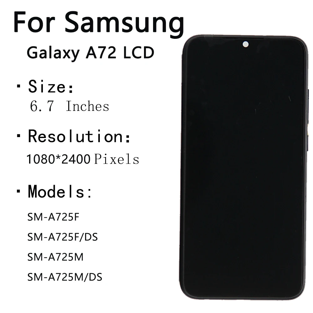 for Samsung Galaxy A72 A725 6.7" Tested with Frame Mobile Phone Lcds Display Touch Screen Replacement Factory Wholesale