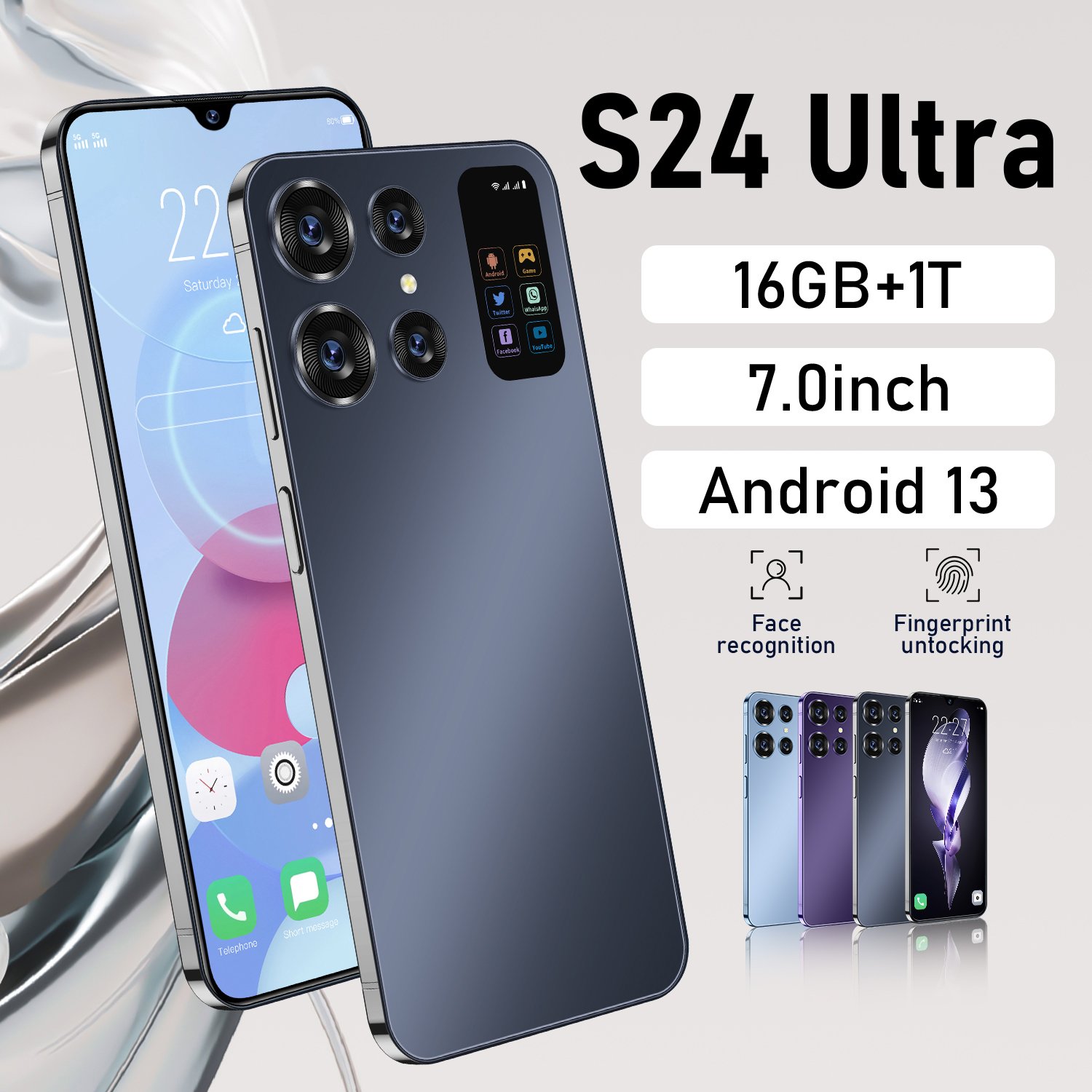 Original S24+ Ultra with Wi-Fi 16GB+1TB Smartphone 7 Inch Unlocked Dual SIM 5G Phone Android 13.0