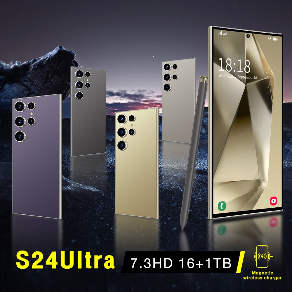 HX-Cellphone 0riginal S24 Ultra 16gb+1tb Smartphone 7.3inch Unlocked Dual Card 5g Phones Android 14.0 Mobile Phones