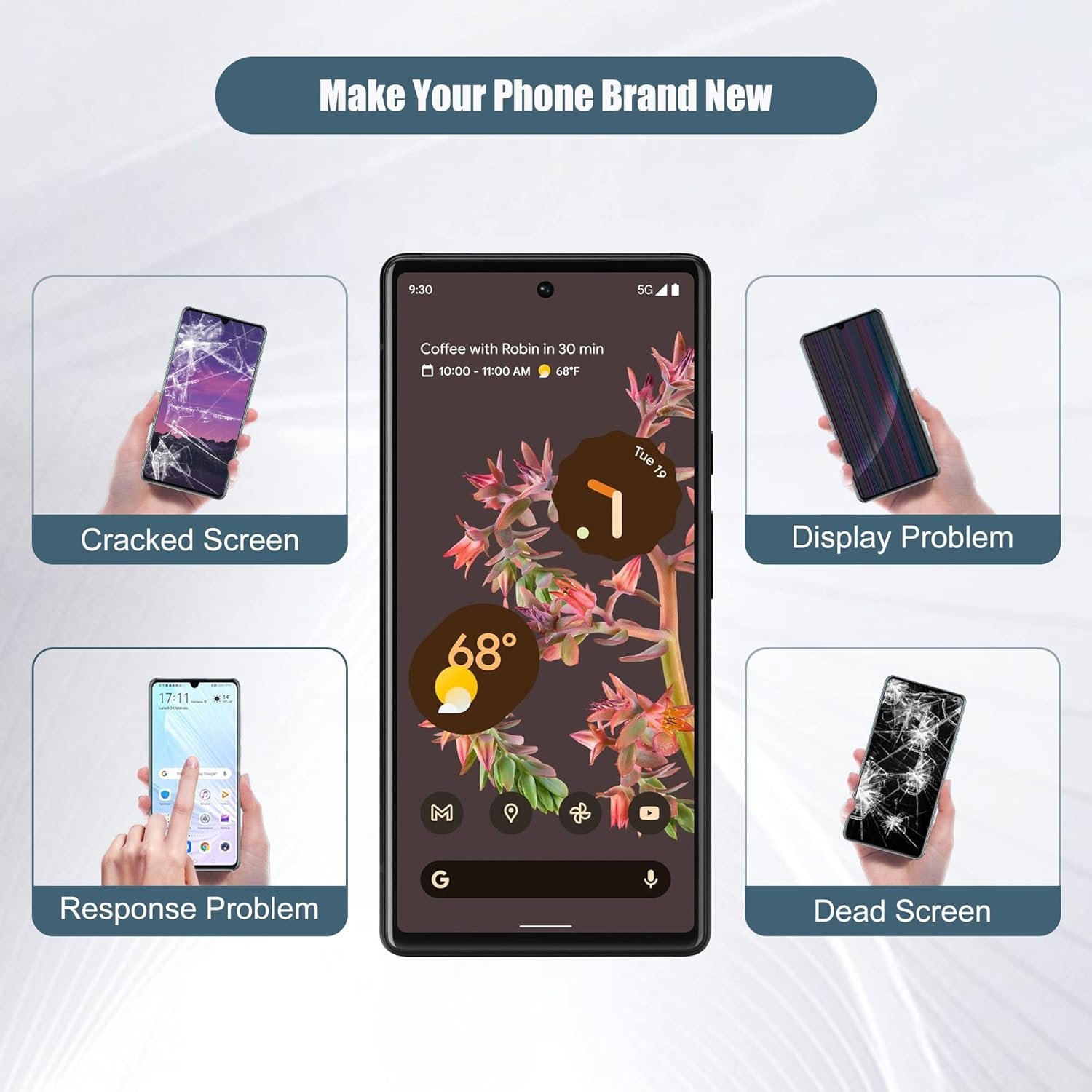 Pixel 6A 5G Super AMOLED Screen Replacement for Google Pixel 6A Lcd Display GX7AS GB62Z G1AZG Touch Screen Panel Fingerprints