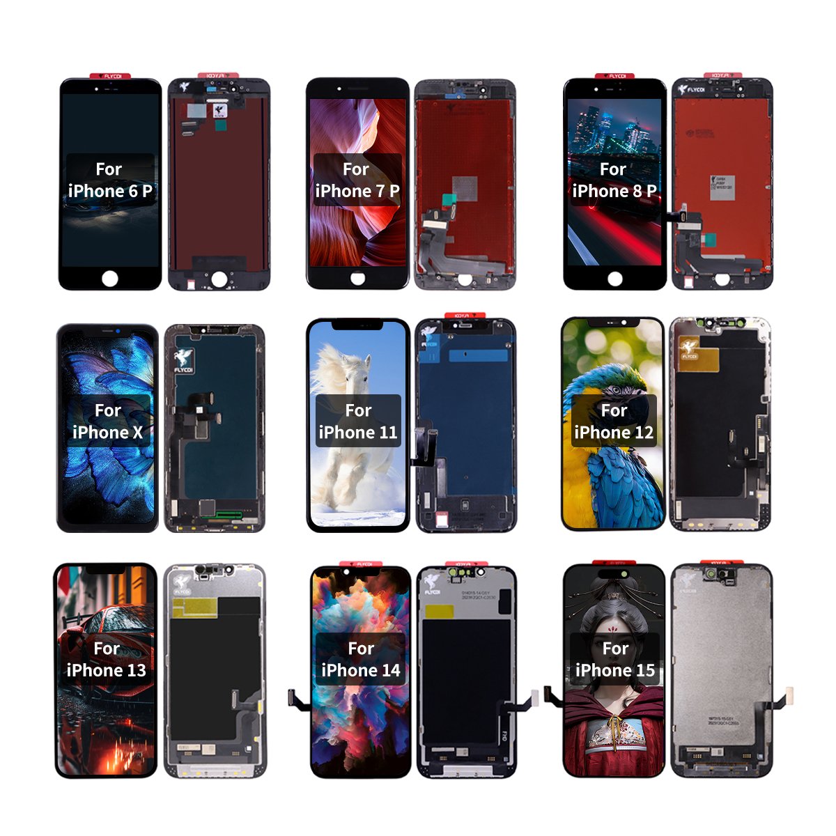 FLYCDI Best Price for iPhone 6 7 8 Display Replacement Oled for iPhone X XS XR 11 12 Pro 13 14 Pro Max Display Lcd Screen
