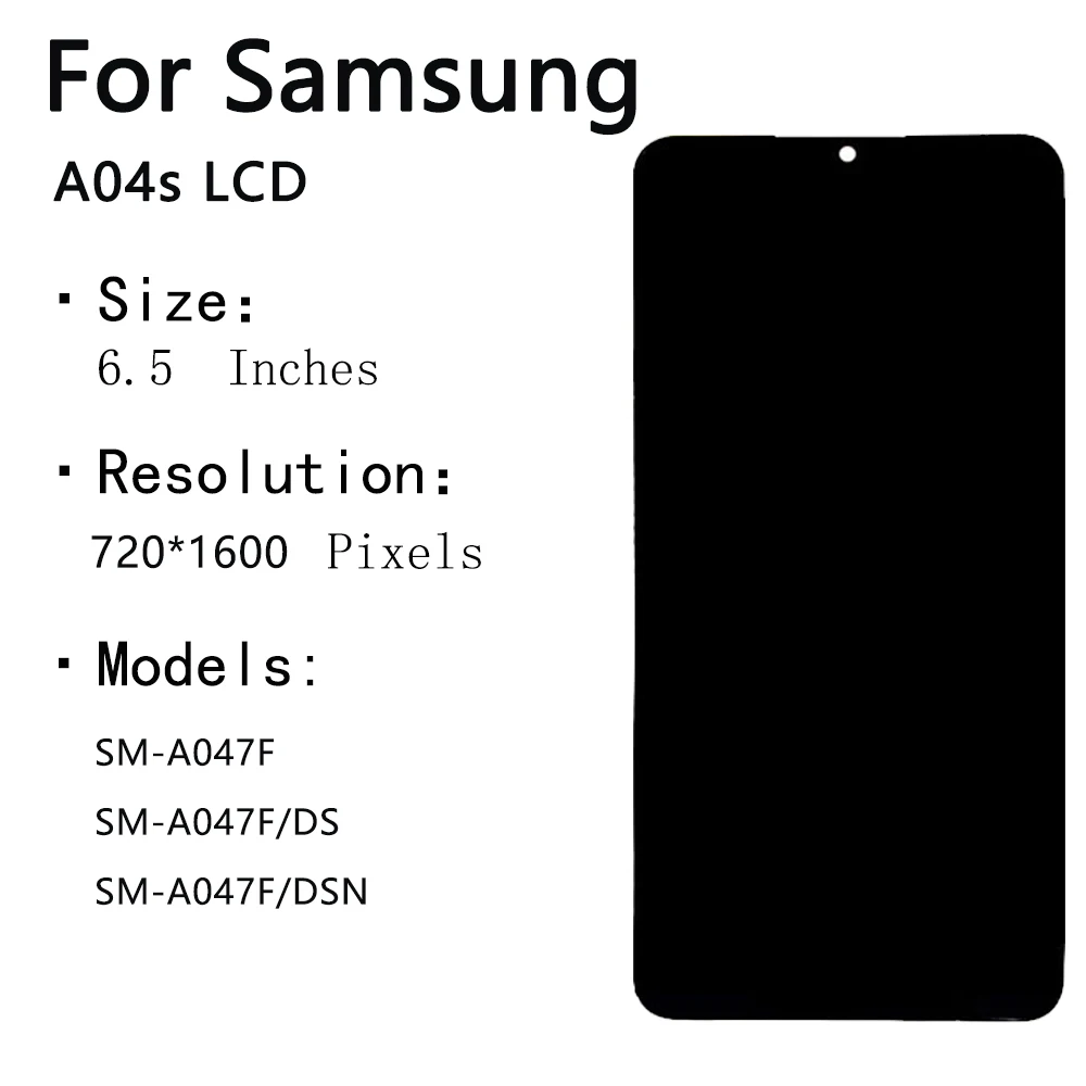 for Samsung Galaxy A04 A04s A047F 6.5" Tested with Frame Mobile Phone Lcds Display Touch Screen Replacement Factory Wholesale