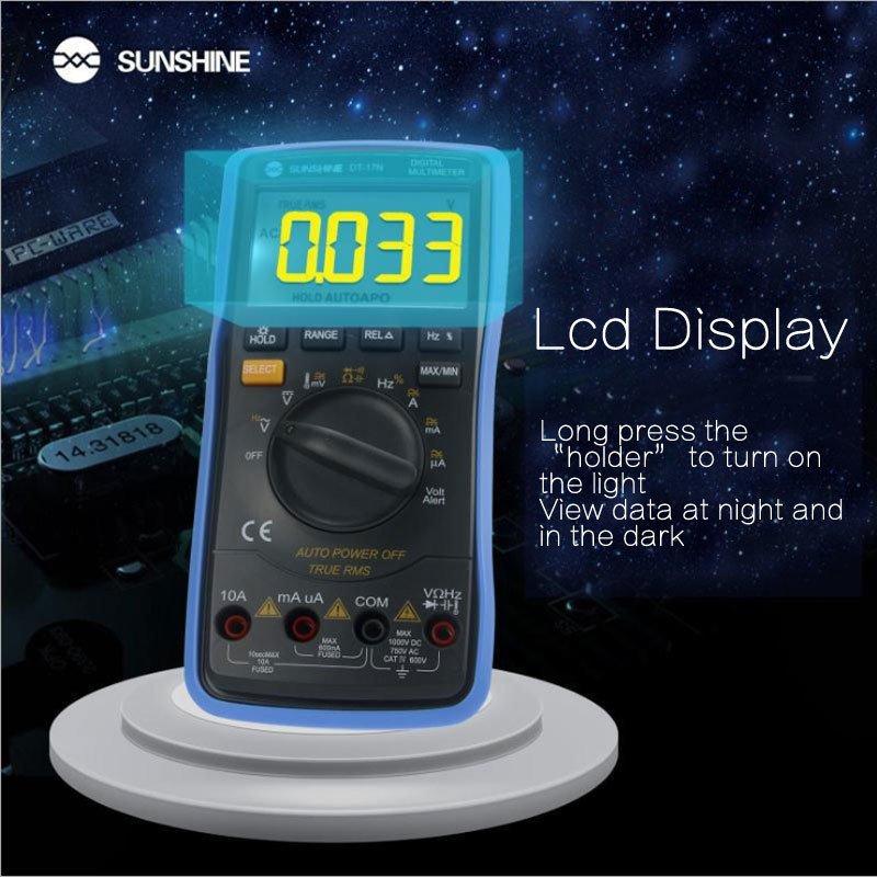 Auto Range LCD Digital Display SUNSHINE DT-17N Multimeter Instrument Voltage Automatic Tester For Phone Mobile Repair Tools