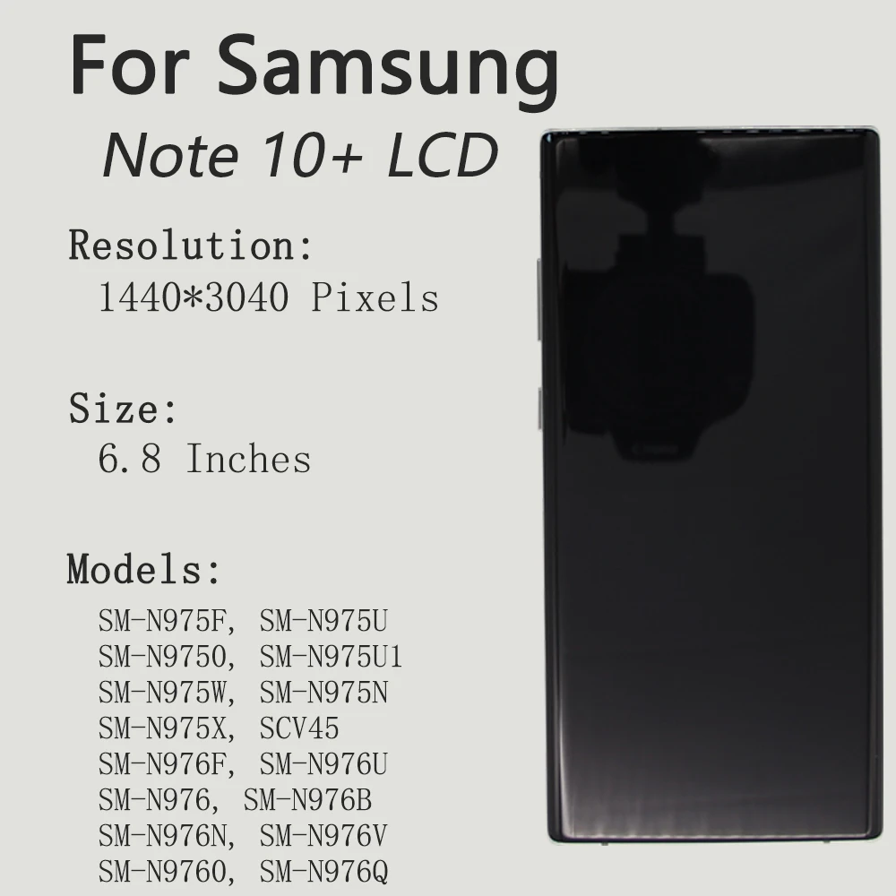 for Samsung Galaxy Note 10+ 10 Plus N975 Tested with Frame Mobile Phone OLED Lcds Display Touch Screen Replacement Wholesale