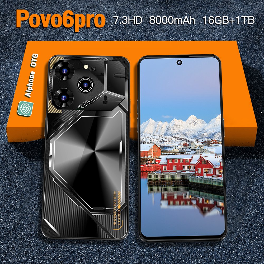 Slimoro Cell Phone Smartphone 5G Mobile Phone Original Povo 6 Pro 1TB Smartphone Telefon Gaming i15 16 14 Android Mobil Celular