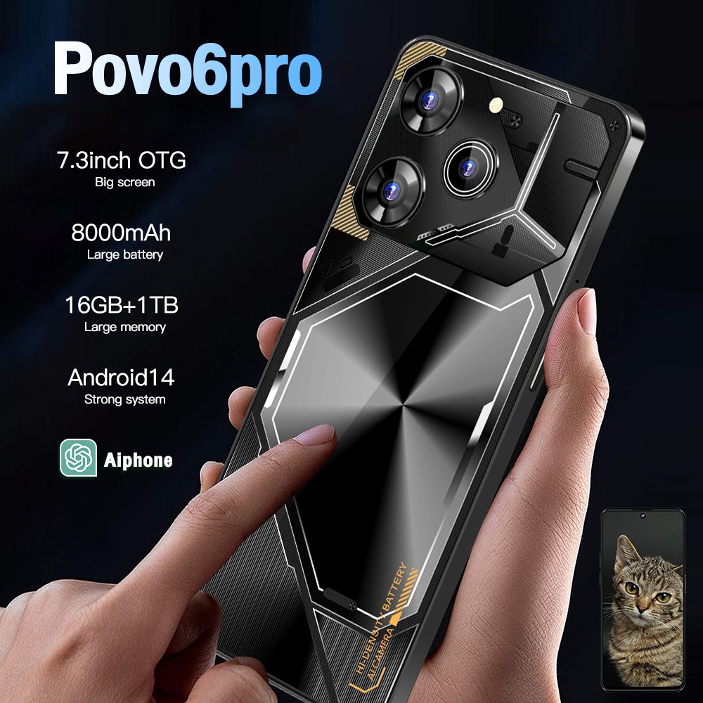 Slimoro Original Cheap Phone Mobile Phone Povo 6 Pro 1TB Smartphone Telefon Gaming i15 16 14 Android Mobil 5G Smartphone Celular