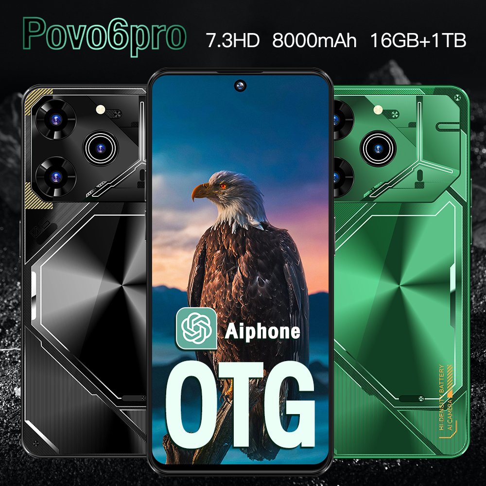 Slimoro Original Cheap Phone Mobile Phone Povo 6 Pro 1TB Smartphone Telefon Gaming i15 16 14 Android Mobil 5G Smartphone Celular