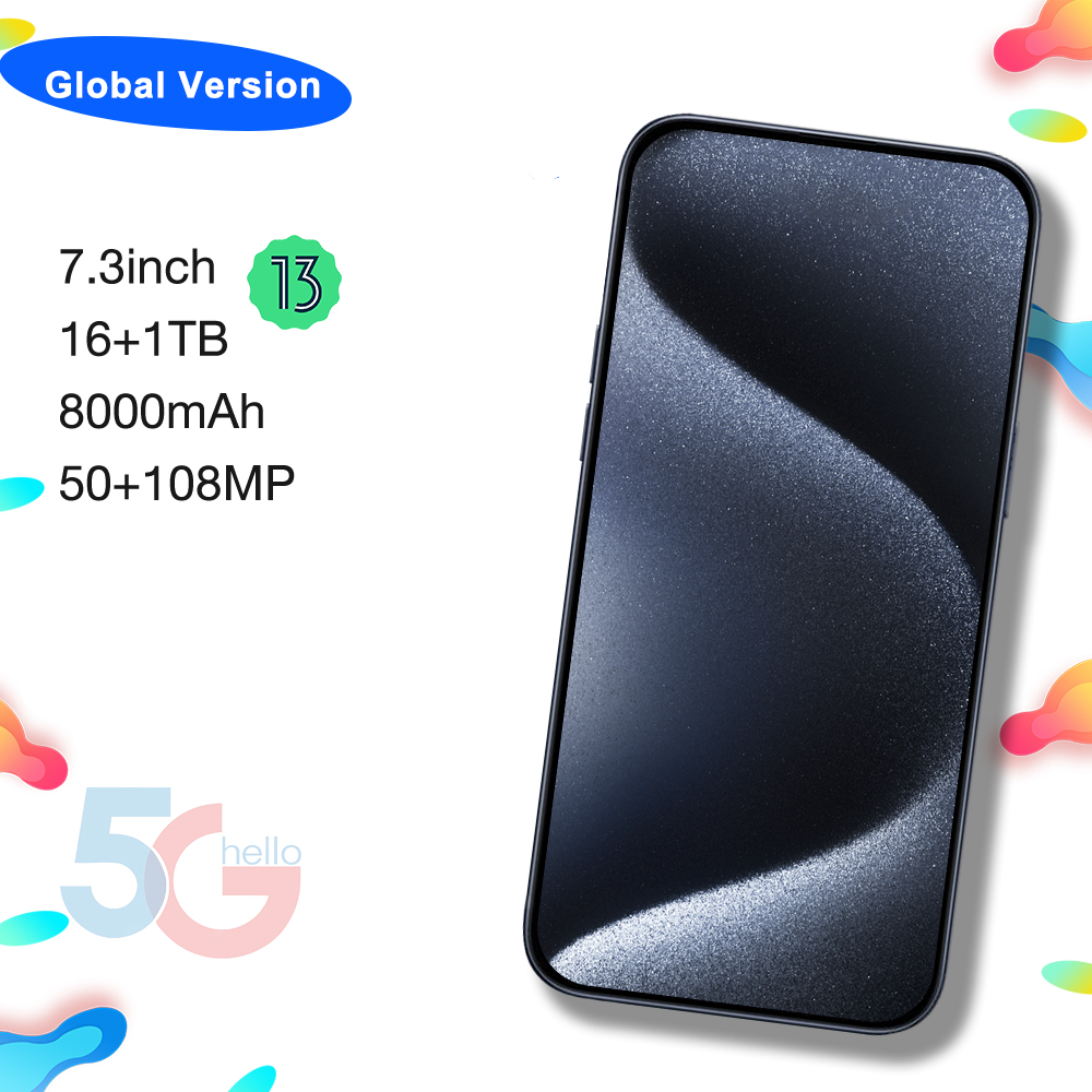 Hot Sale Original i New Phone 15 Pro Max Clone 10-Core 5G Smart LCD Display Dual SIM Card GSM Cellular Original Logo Package
