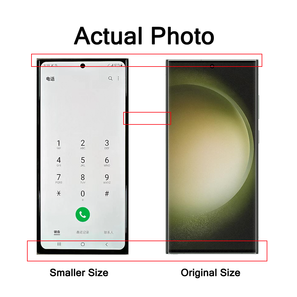 OLED Touch Display Replacement Assembly for Samsung Galaxy S22 Ultra 5G SM-S908B/908U with Frame Mobile Phone LCDs