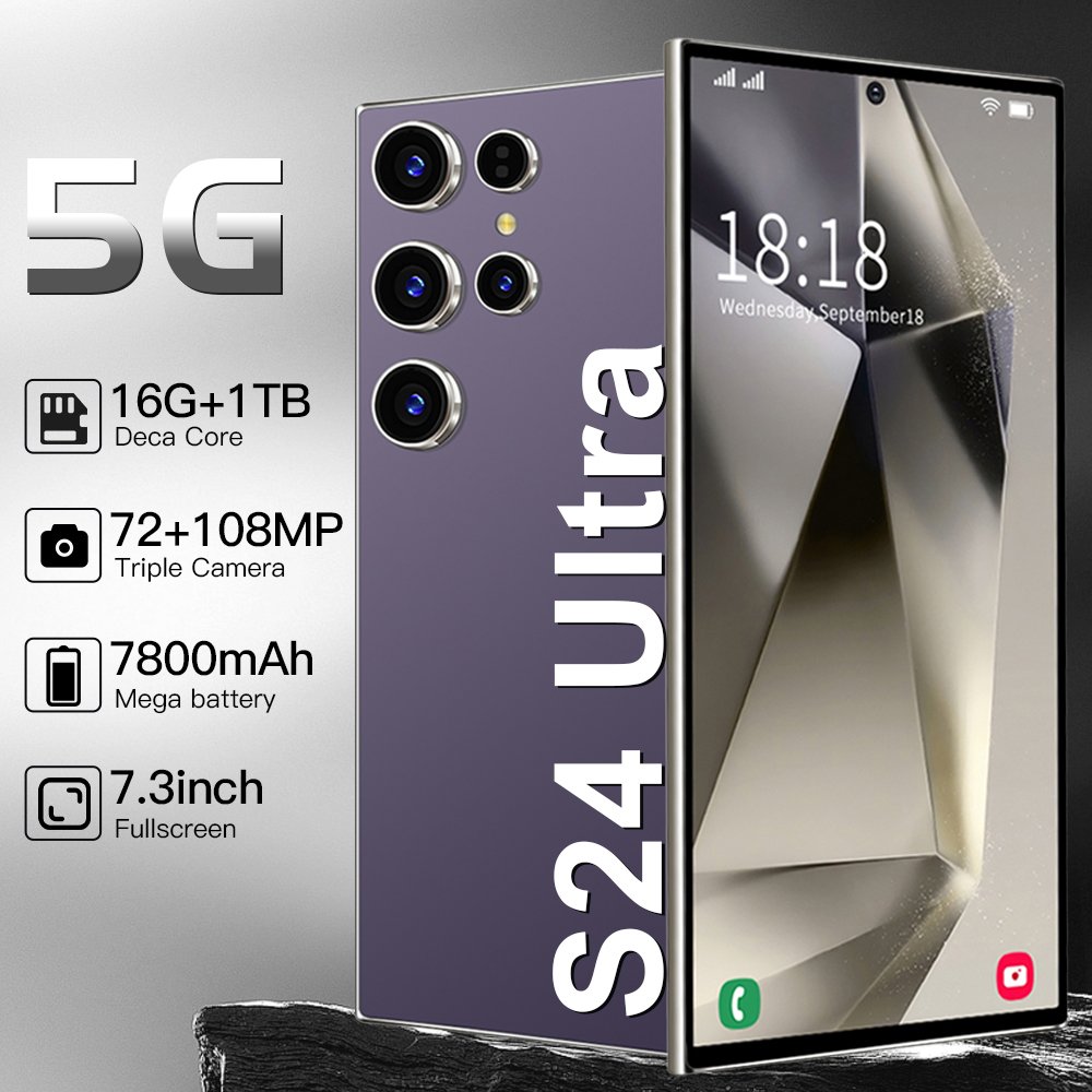 Best sell Smartphone s24 Ultra 16GB+1TB Global Version Dual SIM Nano original unlocked cellphone 7.2inch projector mobile phone