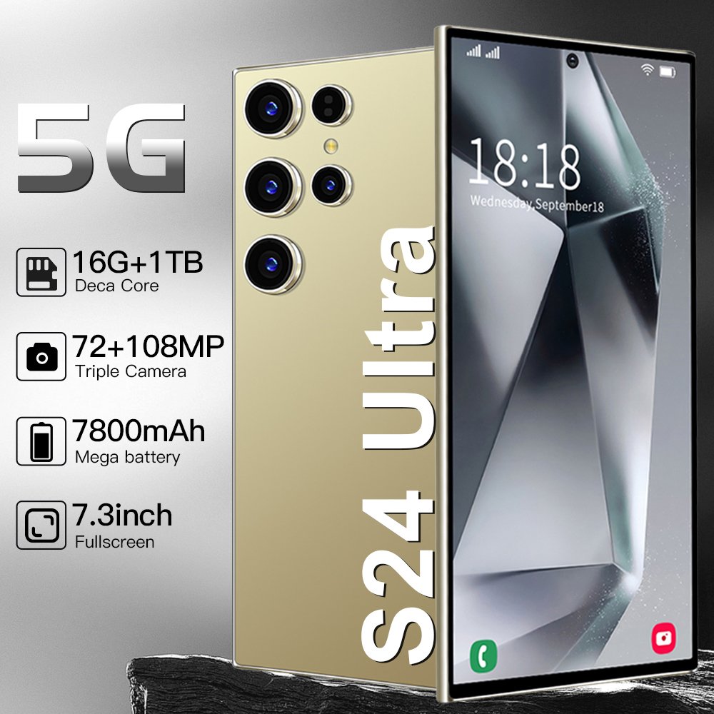 Best sell Smartphone s24 Ultra 16GB+1TB Global Version Dual SIM Nano original unlocked cellphone 7.2inch projector mobile phone