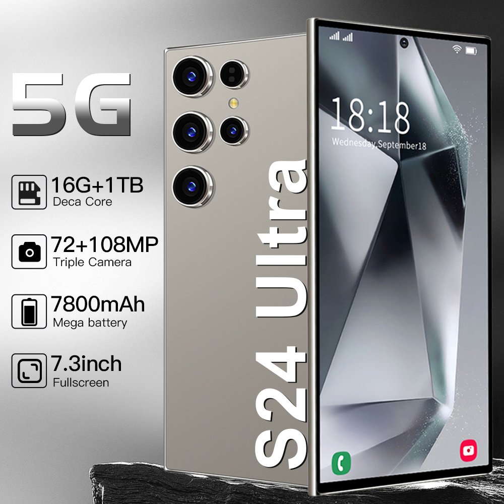 Best sell Smartphone s24 Ultra 16GB+1TB Global Version Dual SIM Nano original unlocked cellphone 7.2inch projector mobile phone