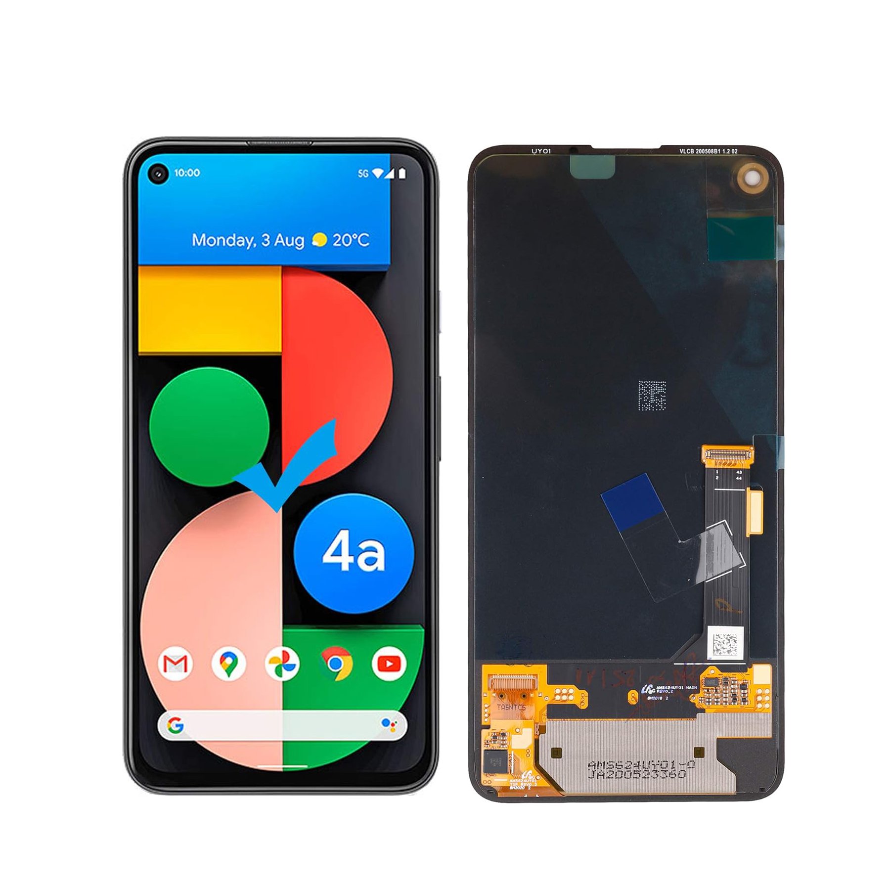 6.2" Pixel 4A Super AMOLED Screen for Google Pixel 4A 5G Original Touch Screen Replacement GD1YQ LCD Display Frame Fingerprints